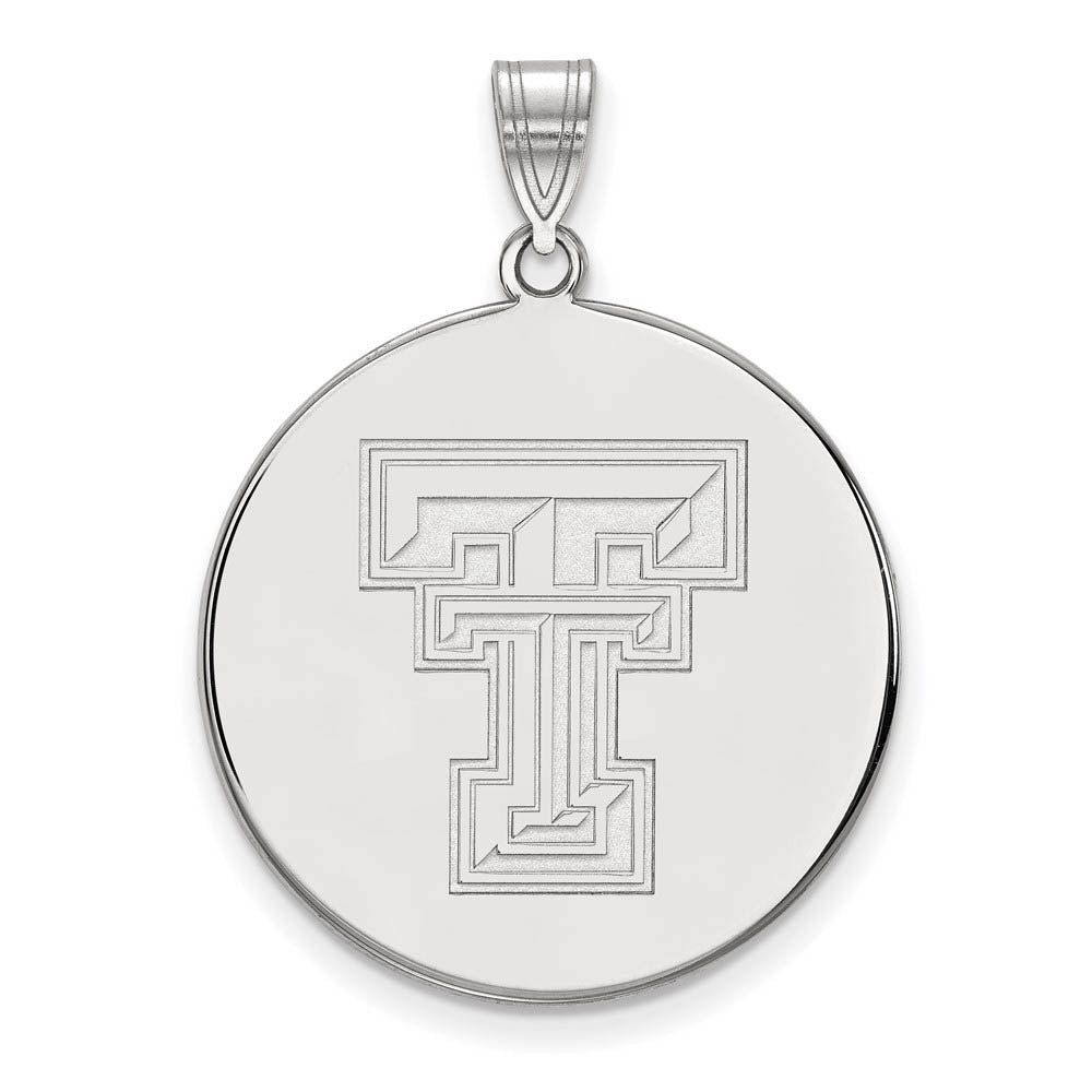 14k White Gold Texas Tech U. XL 'TT' Disc Pendant, Item P24394 by The Black Bow Jewelry Co.