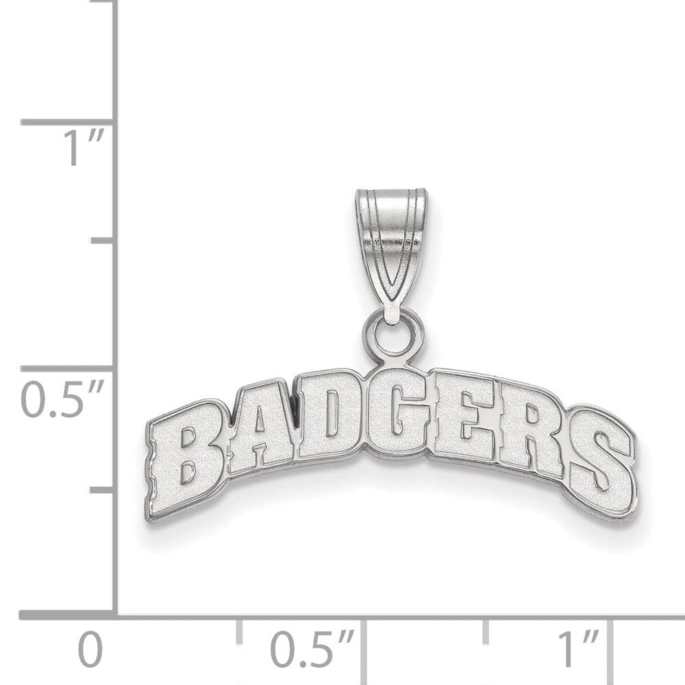 Alternate view of the 14k White Gold U. of Wisconsin Medium Script Logo Pendant by The Black Bow Jewelry Co.