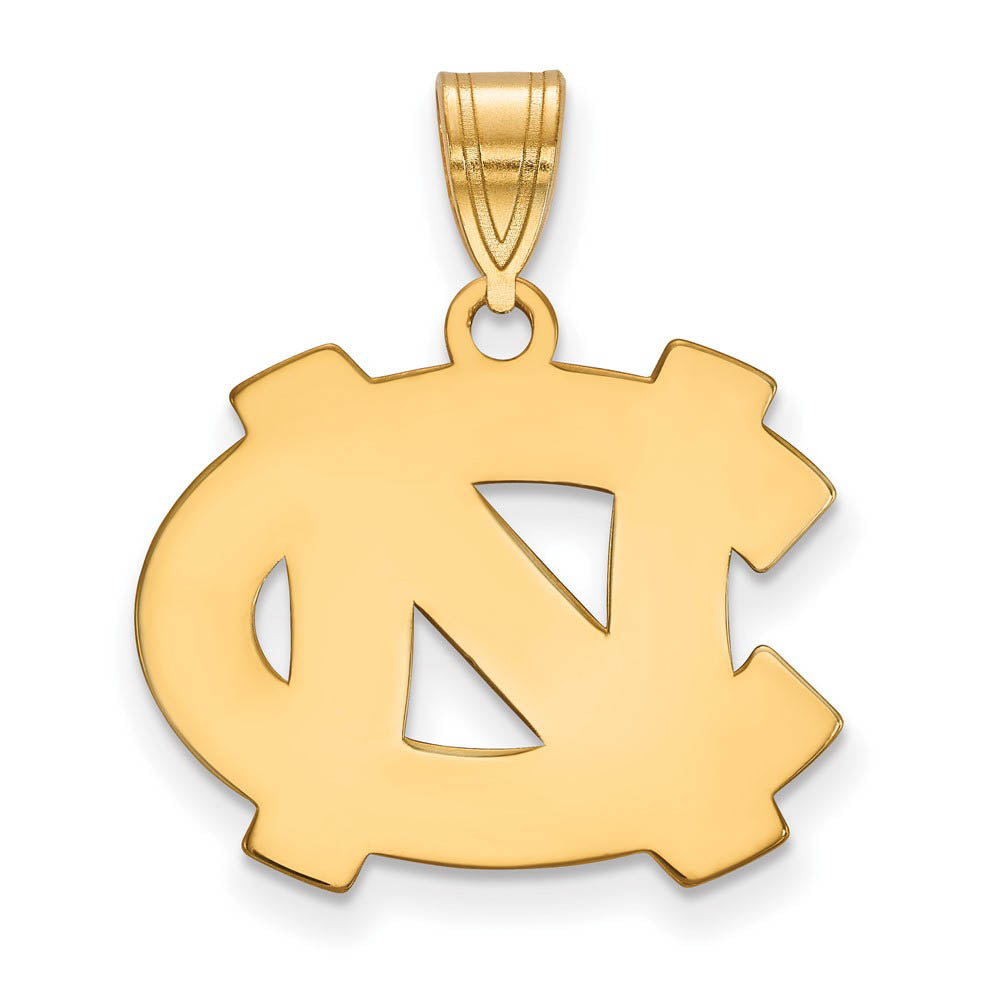 14k Yellow Gold North Carolina Medium 'NC' Pendant, Item P24415 by The Black Bow Jewelry Co.