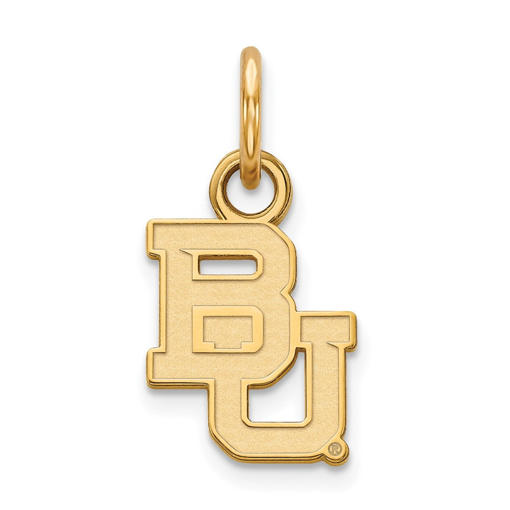 14k Gold Plated Silver Baylor U XS (Tiny) 'BU' Charm or Pendant, Item P24434 by The Black Bow Jewelry Co.