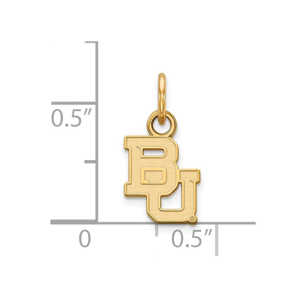 Alternate view of the 14k Gold Plated Silver Baylor U XS (Tiny) 'BU' Charm or Pendant by The Black Bow Jewelry Co.