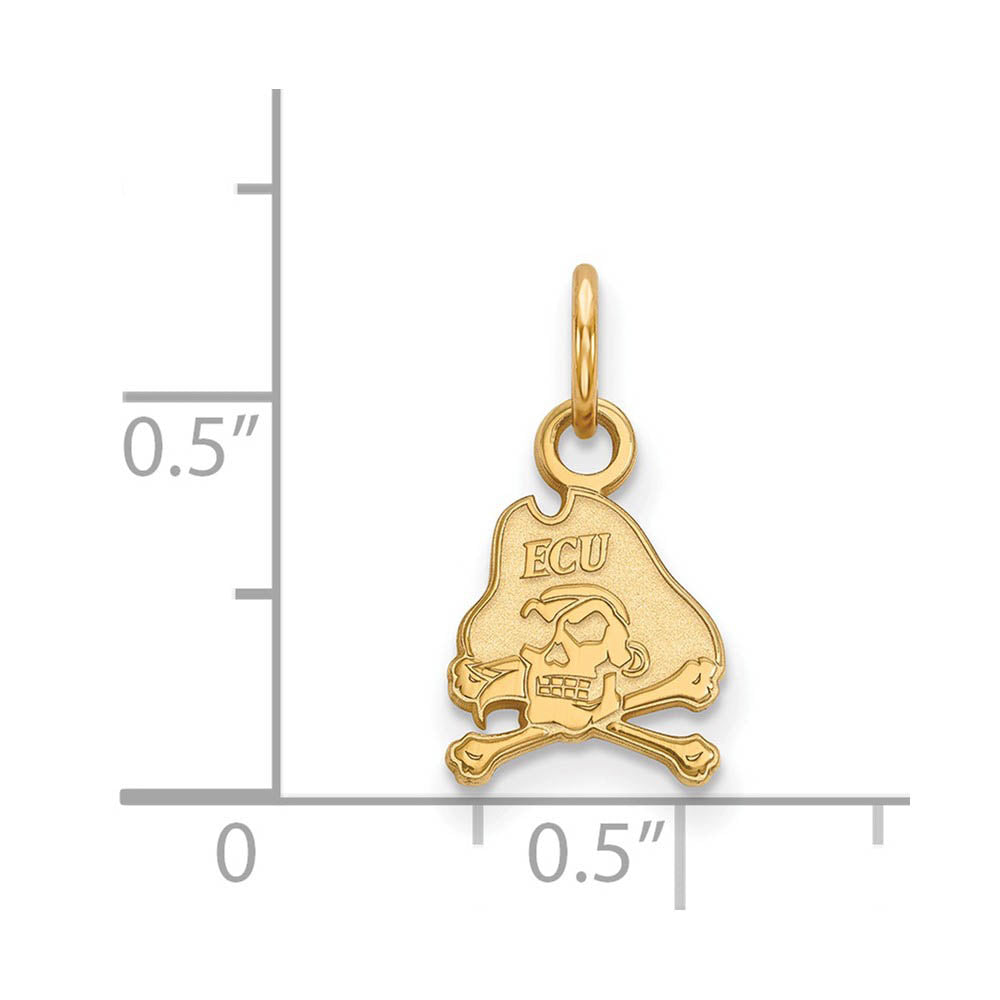 Alternate view of the 14k Gold Plated Silver East Carolina U XS (Tiny) Mascot Charm Pendant by The Black Bow Jewelry Co.