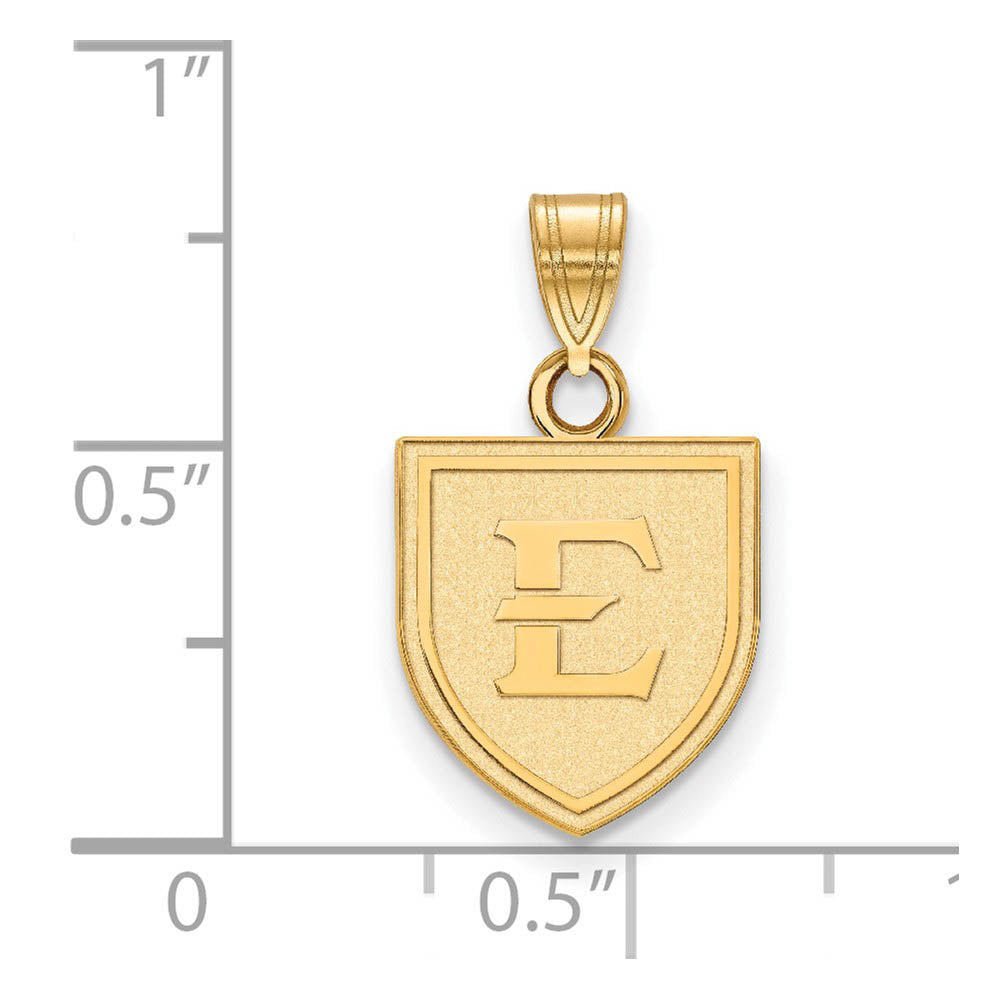 Alternate view of the 14k Gold Plated Silver East Tennessee State Small Pendant by The Black Bow Jewelry Co.