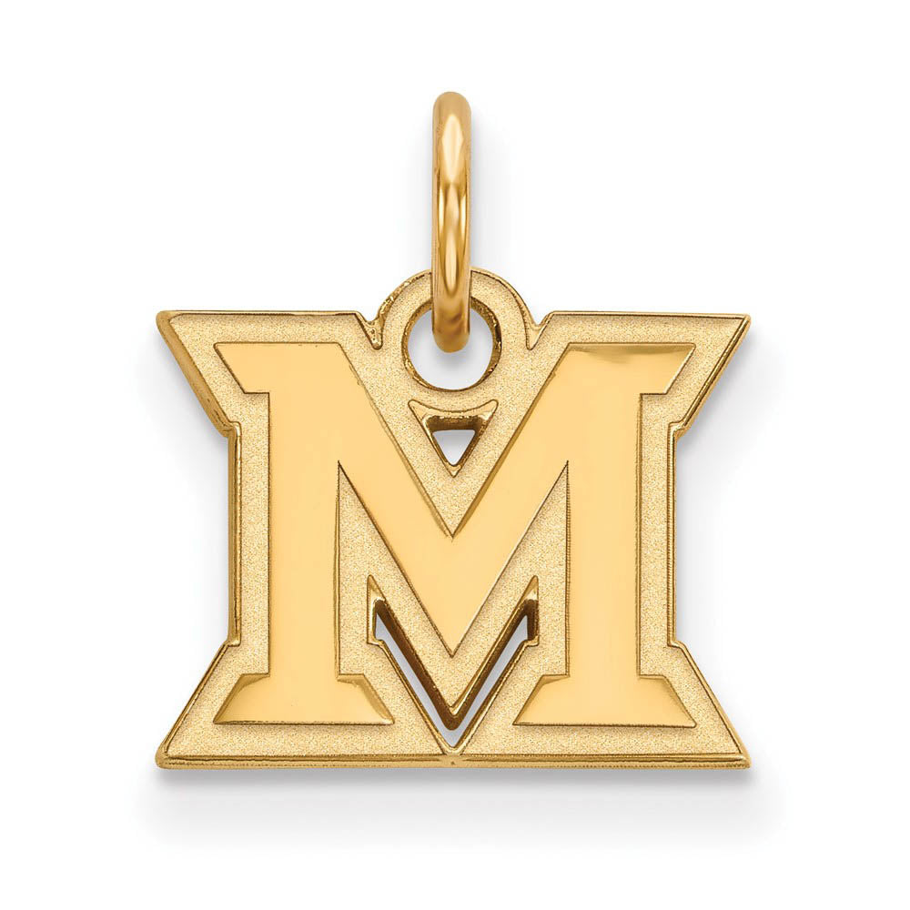 14k Gold Plated Silver Miami U XS (Tiny) Initial M Charm or Pendant, Item P24457 by The Black Bow Jewelry Co.