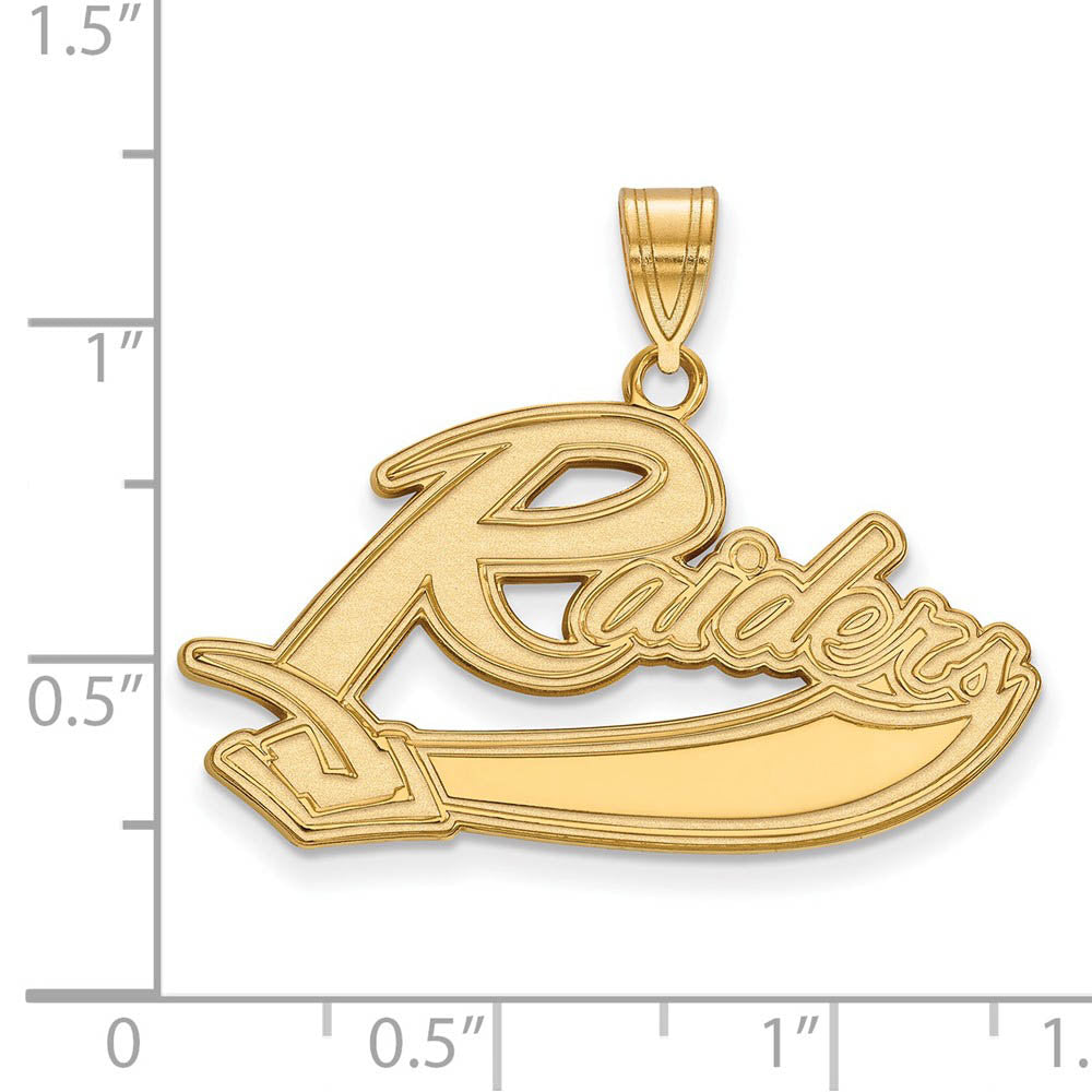 Alternate view of the 14k Gold Plated Silver U. of Mount Union Large Pendant by The Black Bow Jewelry Co.
