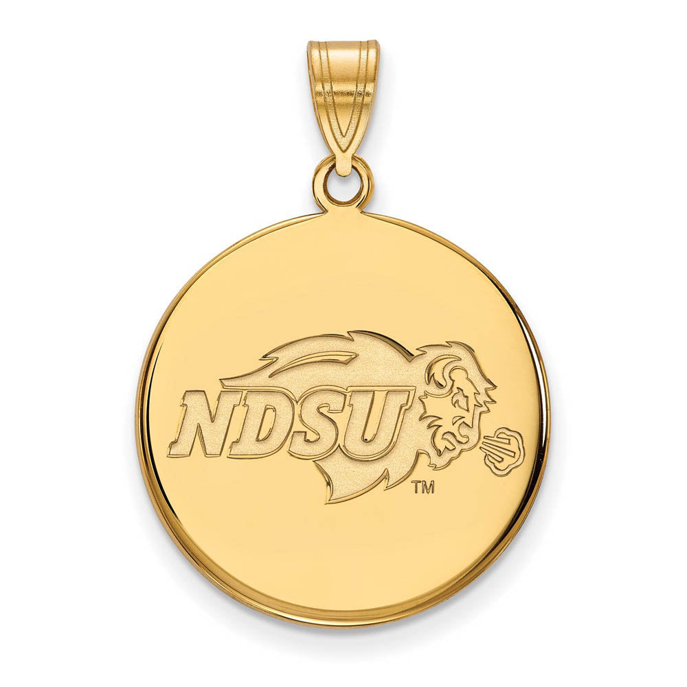 14k Gold Plated Silver North Dakota State Large Disc Pendant, Item P24461 by The Black Bow Jewelry Co.
