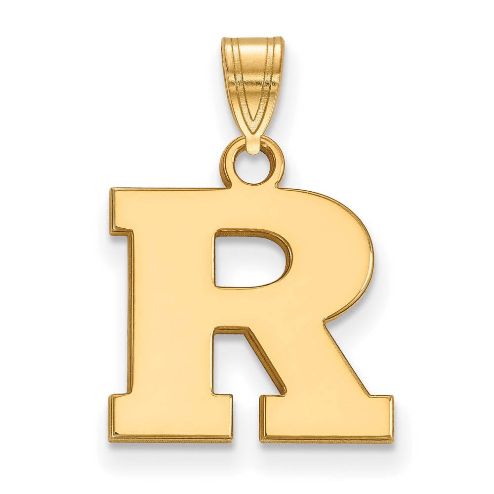 14k Gold Plated Silver Rutgers Small Initial R Pendant, Item P24468 by The Black Bow Jewelry Co.
