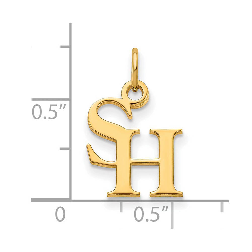 Alternate view of the 14k Gold Plated Silver Sam Houston State XS (Tiny) Charm or Pendant by The Black Bow Jewelry Co.