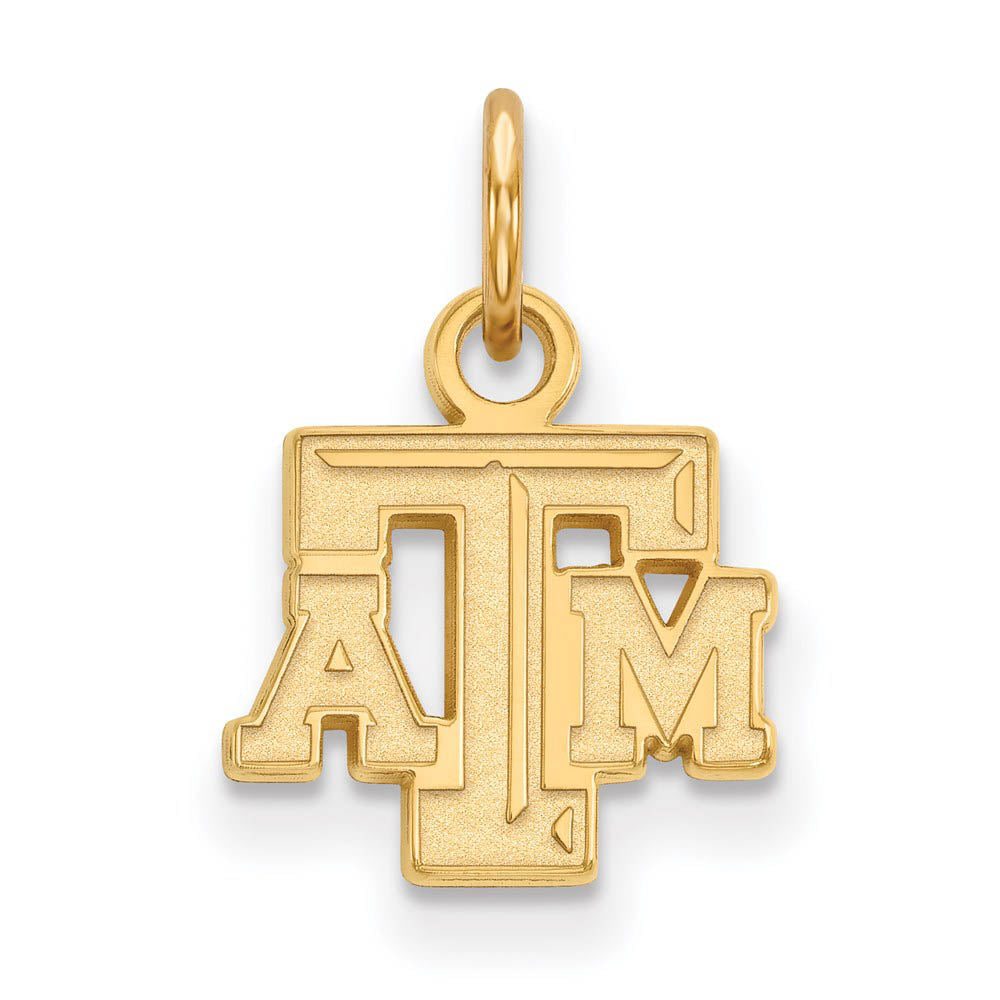 14k Gold Plated Silver Texas A&M U. XS (Tiny) Fancy 'TAM' Charm, Item P24476 by The Black Bow Jewelry Co.