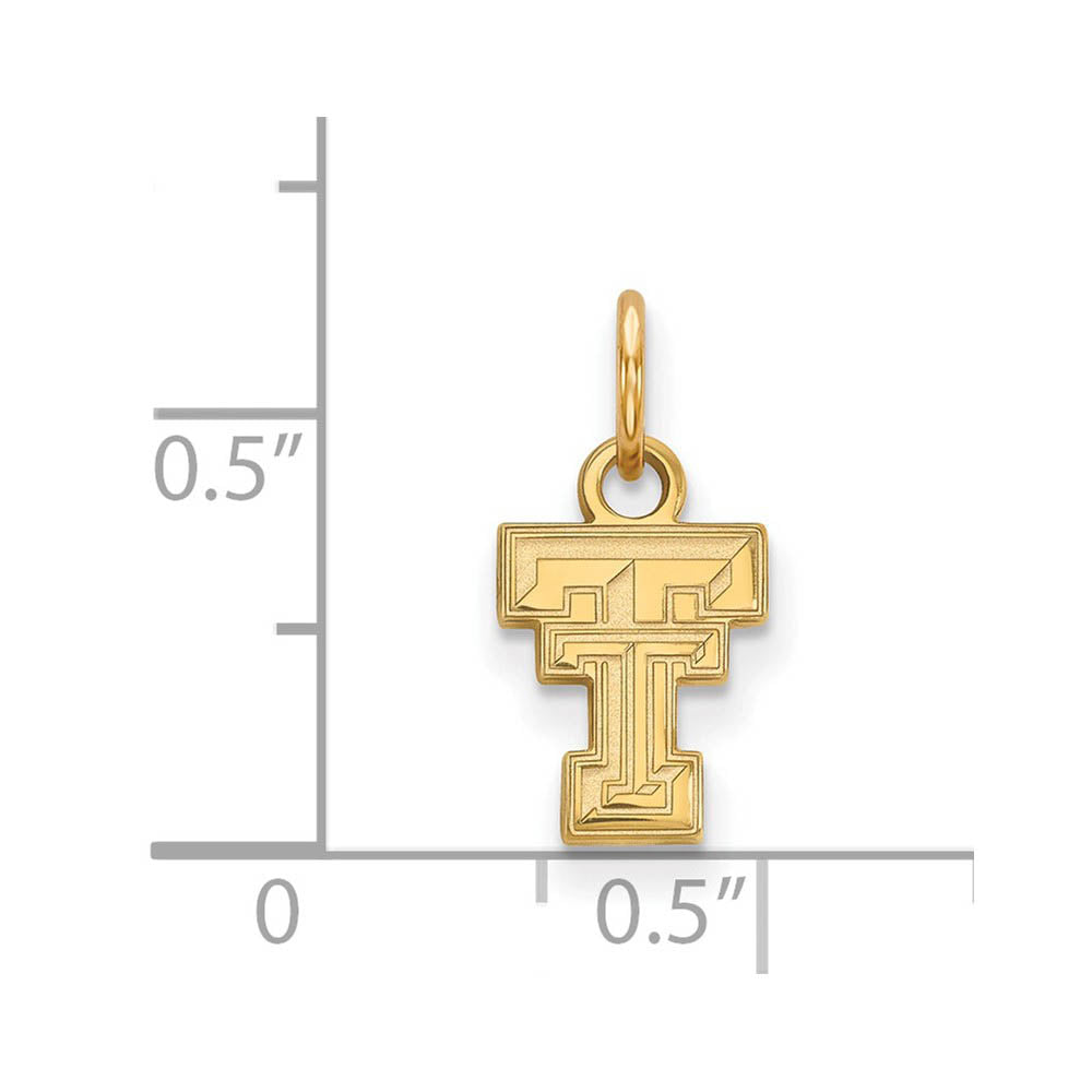 Alternate view of the 14k Gold Plated Silver Texas Tech U. XS (Tiny) Charm or Pendant by The Black Bow Jewelry Co.