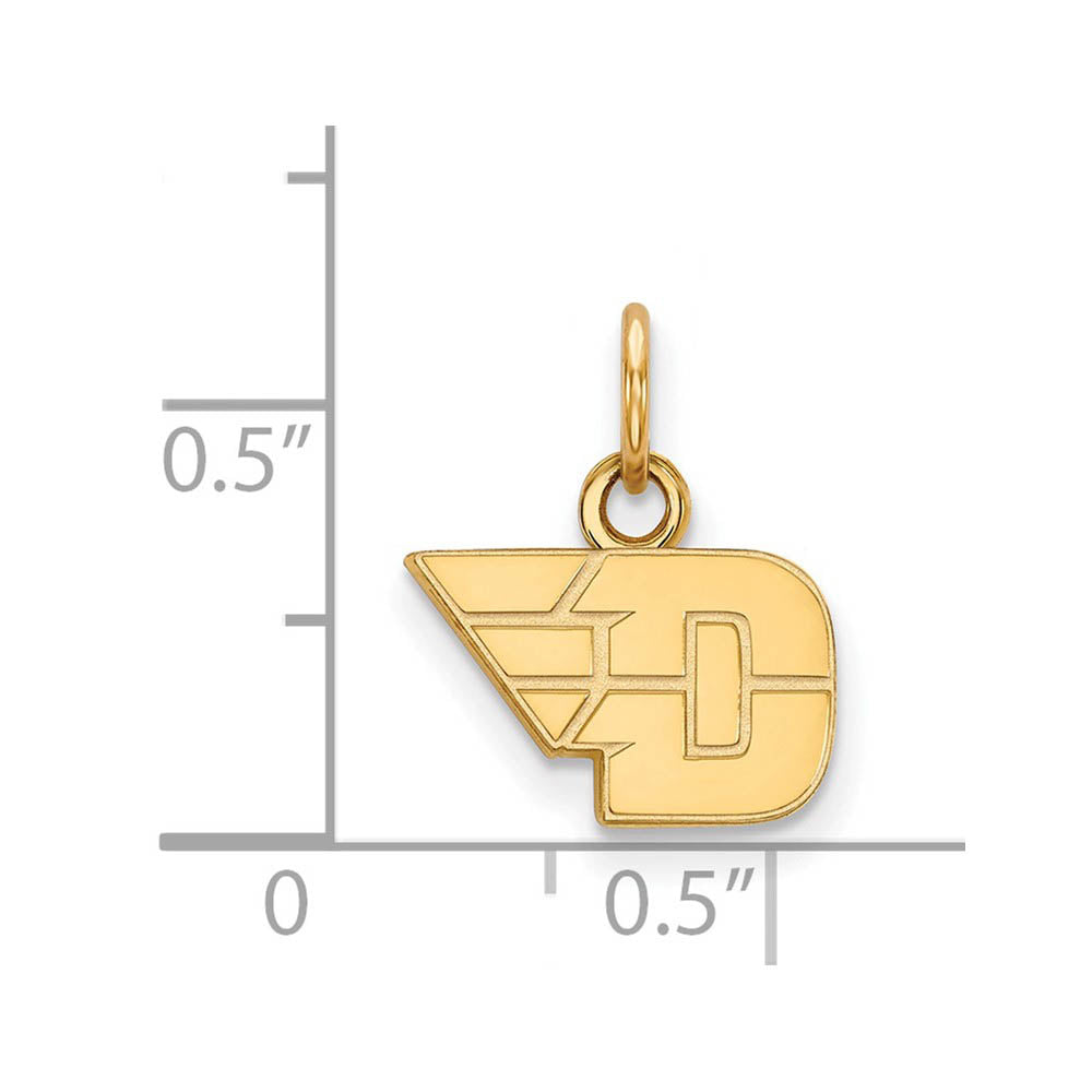 Alternate view of the 14k Gold Plated Silver U. of Dayton XS (Tiny) Charm or Pendant by The Black Bow Jewelry Co.