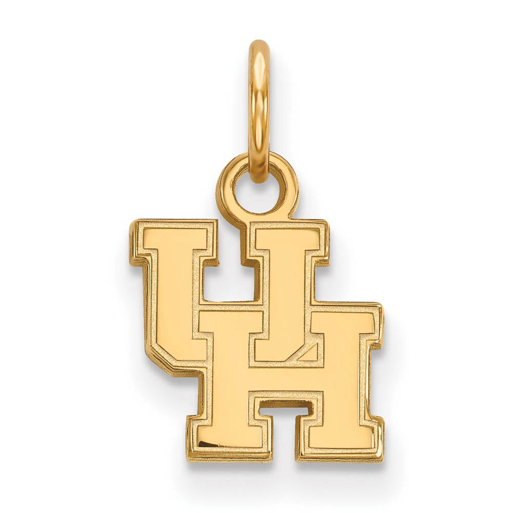 14k Gold Plated Silver U. of Houston XS (Tiny) 'UH' Charm or Pendant, Item P24485 by The Black Bow Jewelry Co.
