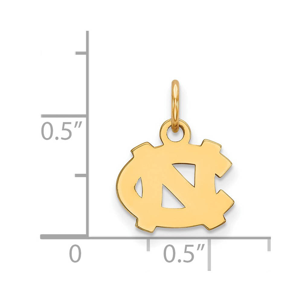 Alternate view of the 14k Gold Plated Silver North Carolina XS (Tiny) 'NC' Charm or Pendant by The Black Bow Jewelry Co.