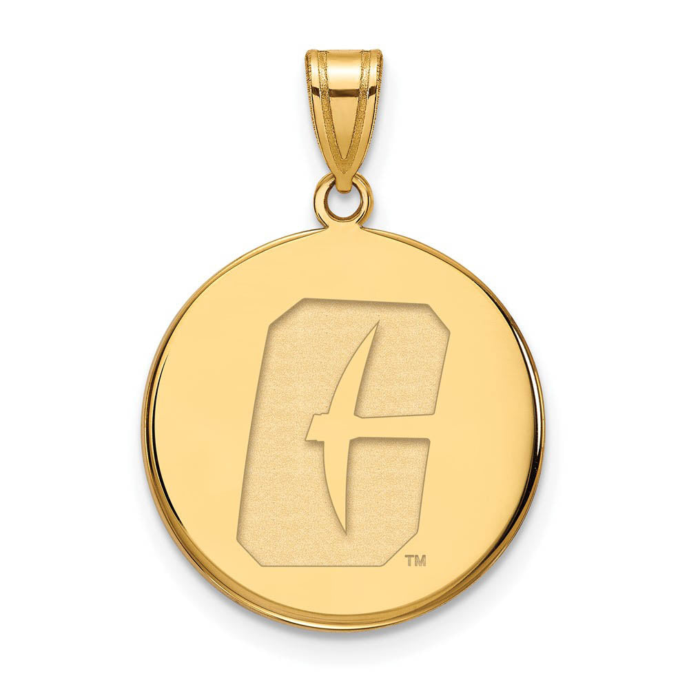 14k Gold Plated Silver North Carolina at Charlotte Large Pendant, Item P24488 by The Black Bow Jewelry Co.