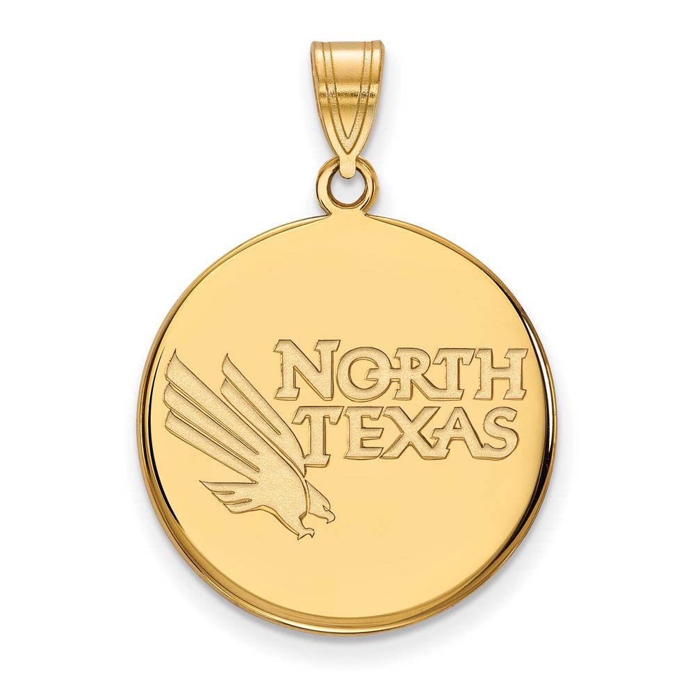 14k Gold Plated Silver North Texas Large Disc Pendant, Item P24493 by The Black Bow Jewelry Co.