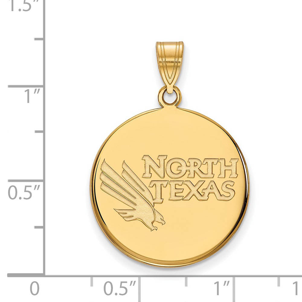 Alternate view of the 14k Gold Plated Silver North Texas Large Disc Pendant by The Black Bow Jewelry Co.