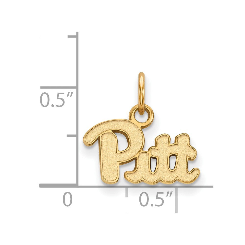 Alternate view of the 14k Gold Plated Silver U. of Pittsburgh XS (Tiny) &#39;Pitt&#39; Charm Pendant by The Black Bow Jewelry Co.