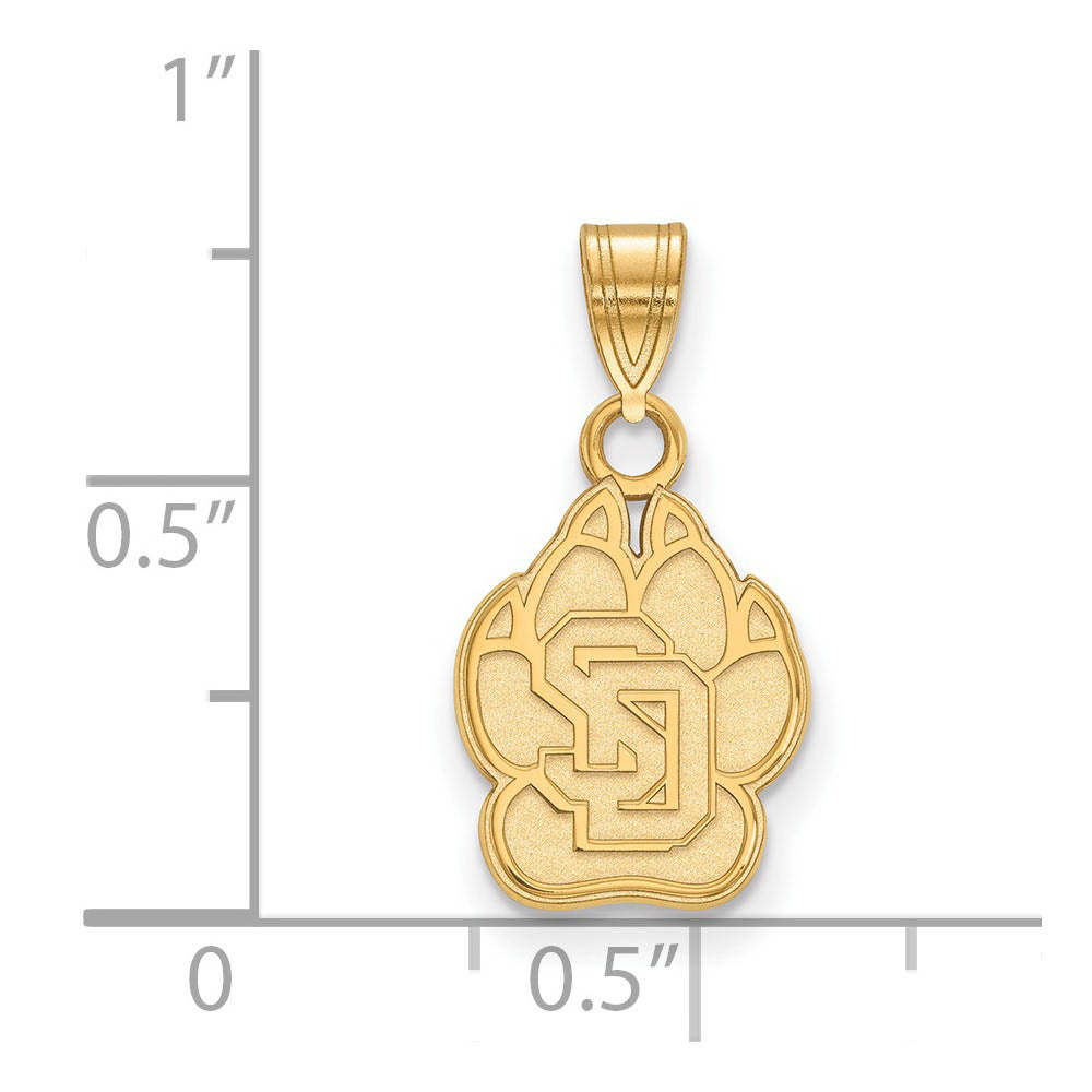 Alternate view of the 14k Gold Plated Silver South Dakota Small Logo Pendant by The Black Bow Jewelry Co.