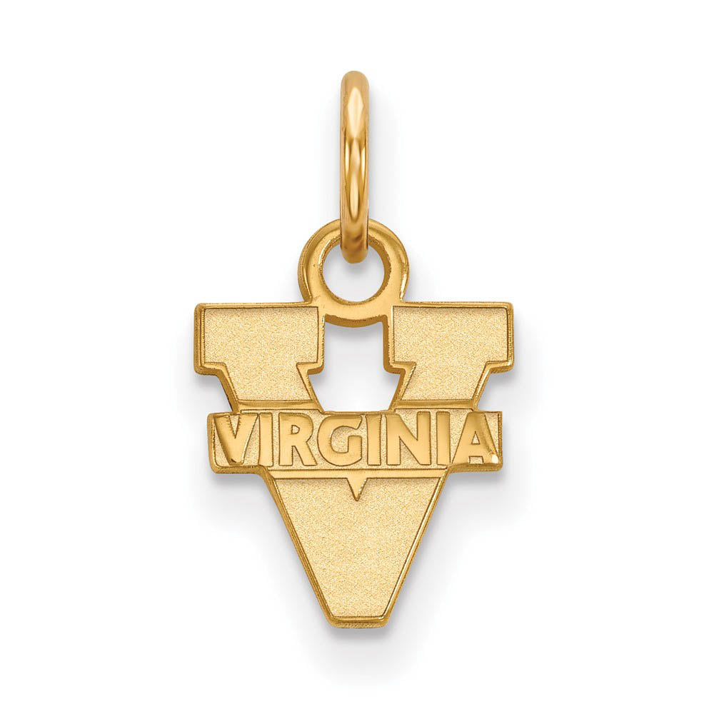 14k Gold Plated Silver U. of Virginia XS (Tiny) 'V' Logo Charm Pendant, Item P24511 by The Black Bow Jewelry Co.