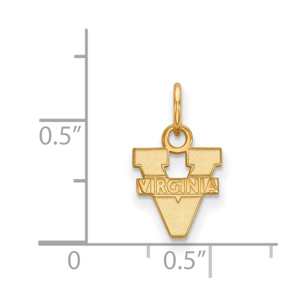 Alternate view of the 14k Gold Plated Silver U. of Virginia XS (Tiny) 'V' Logo Charm Pendant by The Black Bow Jewelry Co.