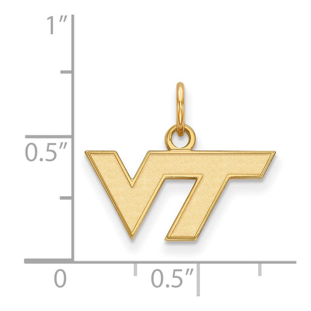 Alternate view of the 14k Gold Plated Silver Virginia Tech XS (Tiny) Logo Charm or Pendant by The Black Bow Jewelry Co.