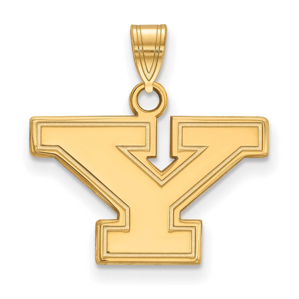 14k Gold Plated Silver Youngstown State Small Initial Y Pendant, Item P24526 by The Black Bow Jewelry Co.