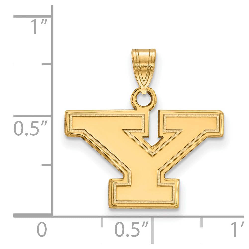 Alternate view of the 14k Gold Plated Silver Youngstown State Small Initial Y Pendant by The Black Bow Jewelry Co.