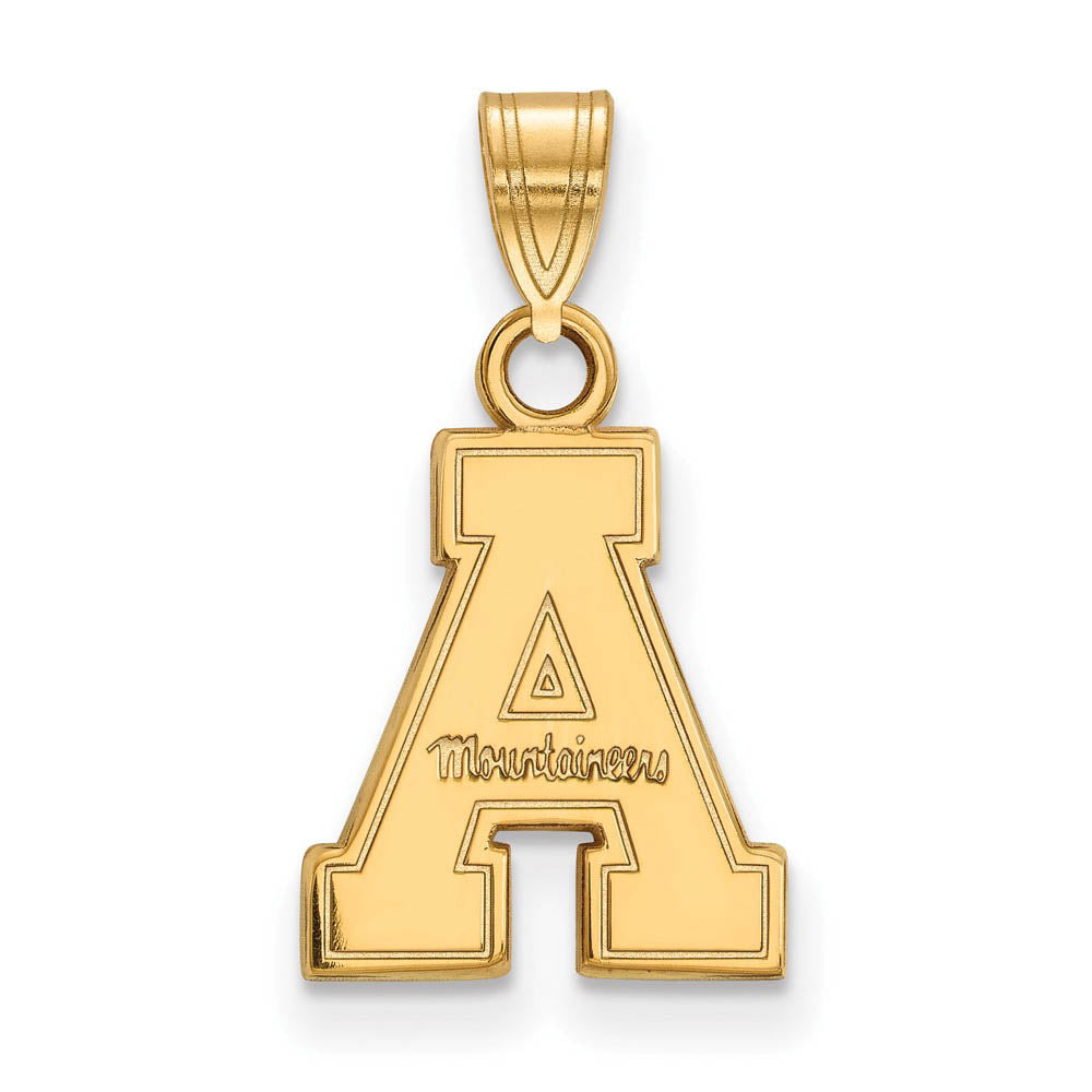 14k Gold Plated Silver Appalachian State Small 'A' Pendant, Item P24527 by The Black Bow Jewelry Co.