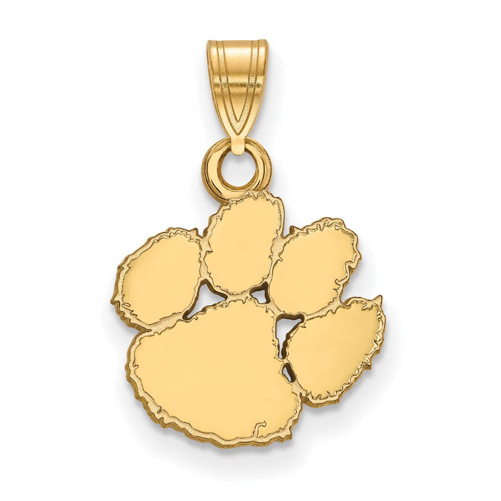 14k Gold Plated Silver Clemson U Small Pendant, Item P24535 by The Black Bow Jewelry Co.