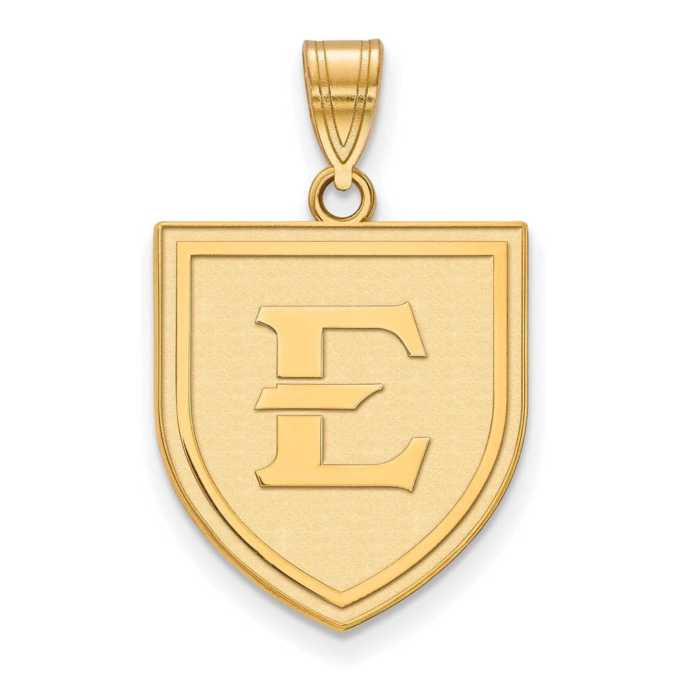 14k Gold Plated Silver East Tennessee State Large Pendant, Item P24540 by The Black Bow Jewelry Co.