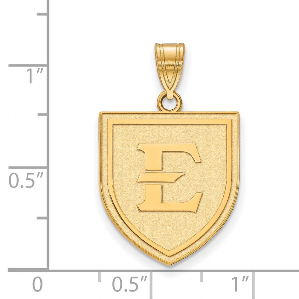 Alternate view of the 14k Gold Plated Silver East Tennessee State Large Pendant by The Black Bow Jewelry Co.