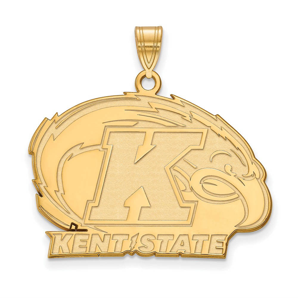 14k Gold Plated Silver Kent State Large Logo Pendant, Item P24548 by The Black Bow Jewelry Co.