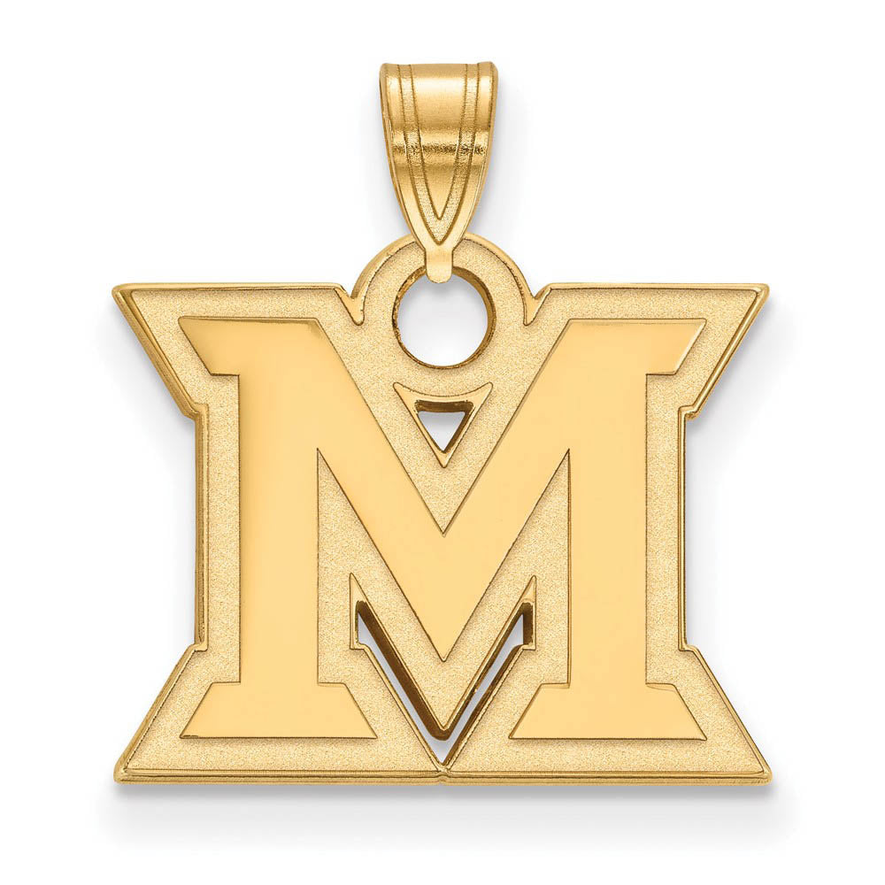 14k Gold Plated Silver Miami U Small Initial M Pendant, Item P24555 by The Black Bow Jewelry Co.
