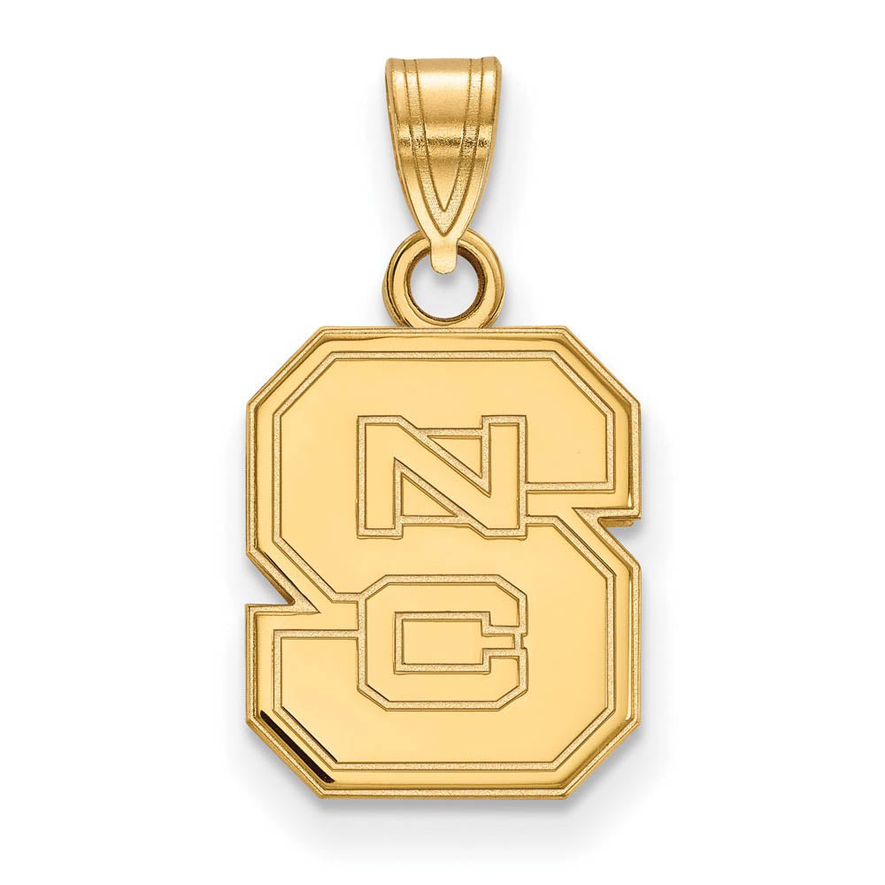 14k Gold Plated Silver North Carolina State Small 'NCS' Pendant, Item P24558 by The Black Bow Jewelry Co.