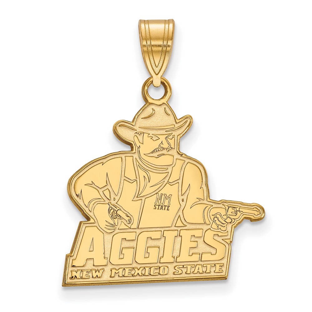 14k Gold Plated Silver New Mexico State Large Pendant, Item P24560 by The Black Bow Jewelry Co.