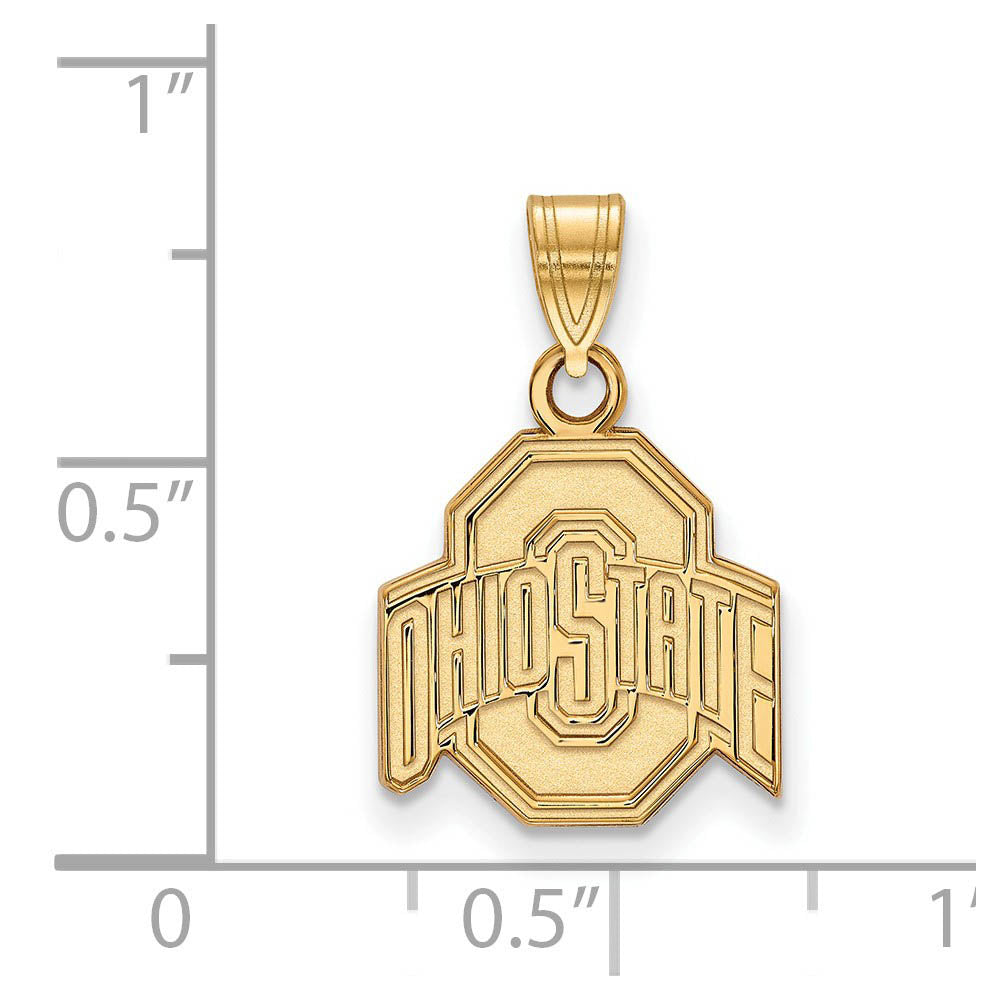 Alternate view of the 14k Gold Plated Silver Ohio State Small Logo Pendant by The Black Bow Jewelry Co.