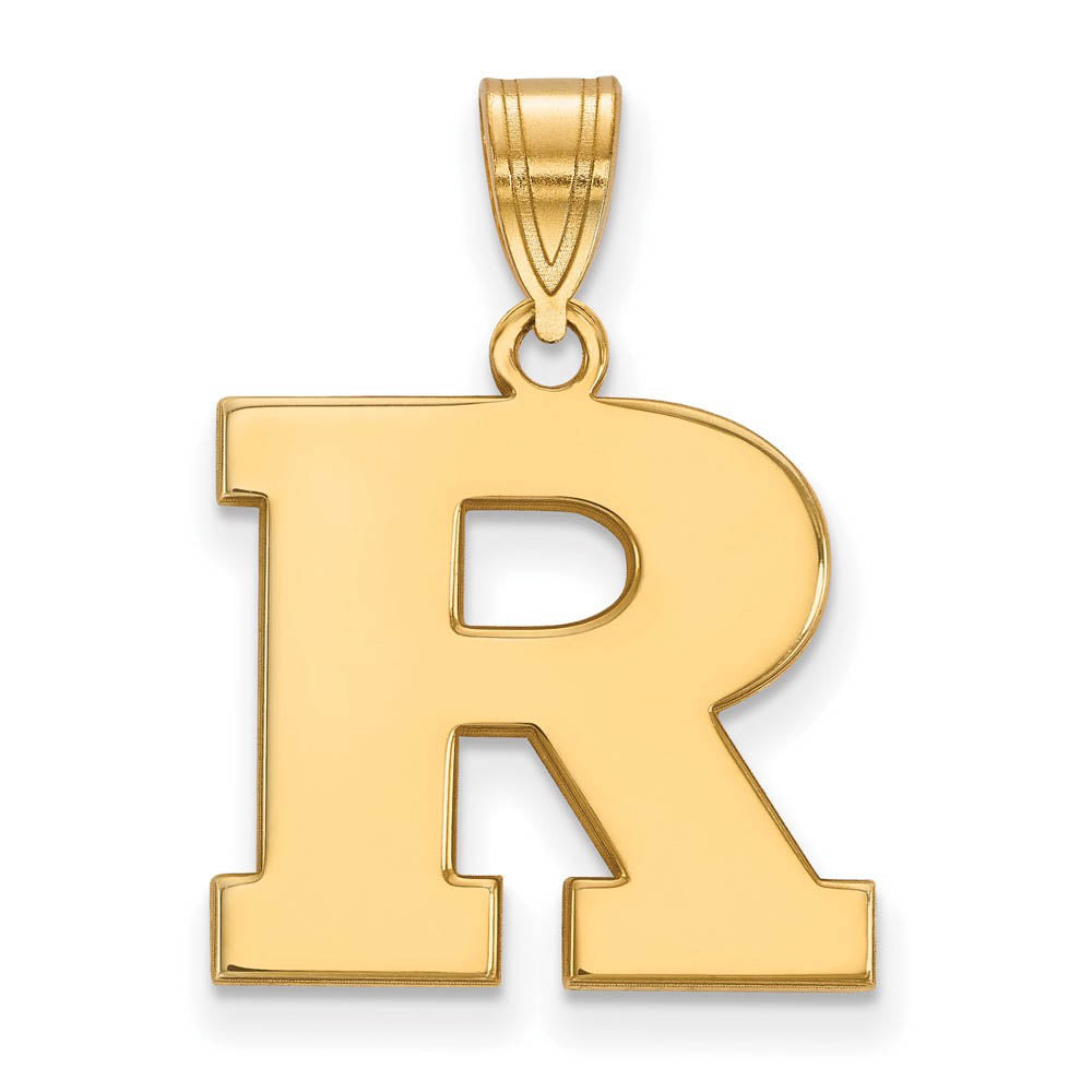 14k Gold Plated Silver Rutgers Medium Initial R Pendant, Item P24567 by The Black Bow Jewelry Co.