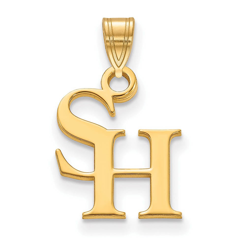 14k Gold Plated Silver Sam Houston State Small Pendant, Item P24569 by The Black Bow Jewelry Co.