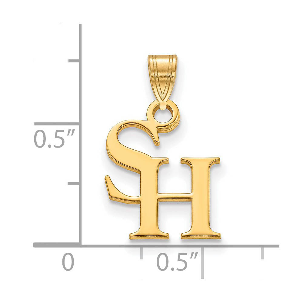 Alternate view of the 14k Gold Plated Silver Sam Houston State Small Pendant by The Black Bow Jewelry Co.