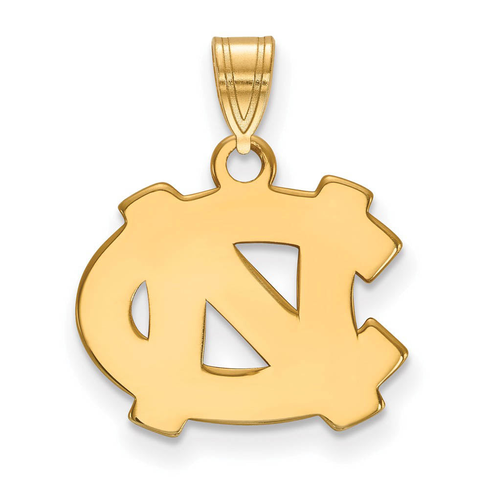 14k Gold Plated Silver North Carolina Small 'NC' Pendant, Item P24587 by The Black Bow Jewelry Co.
