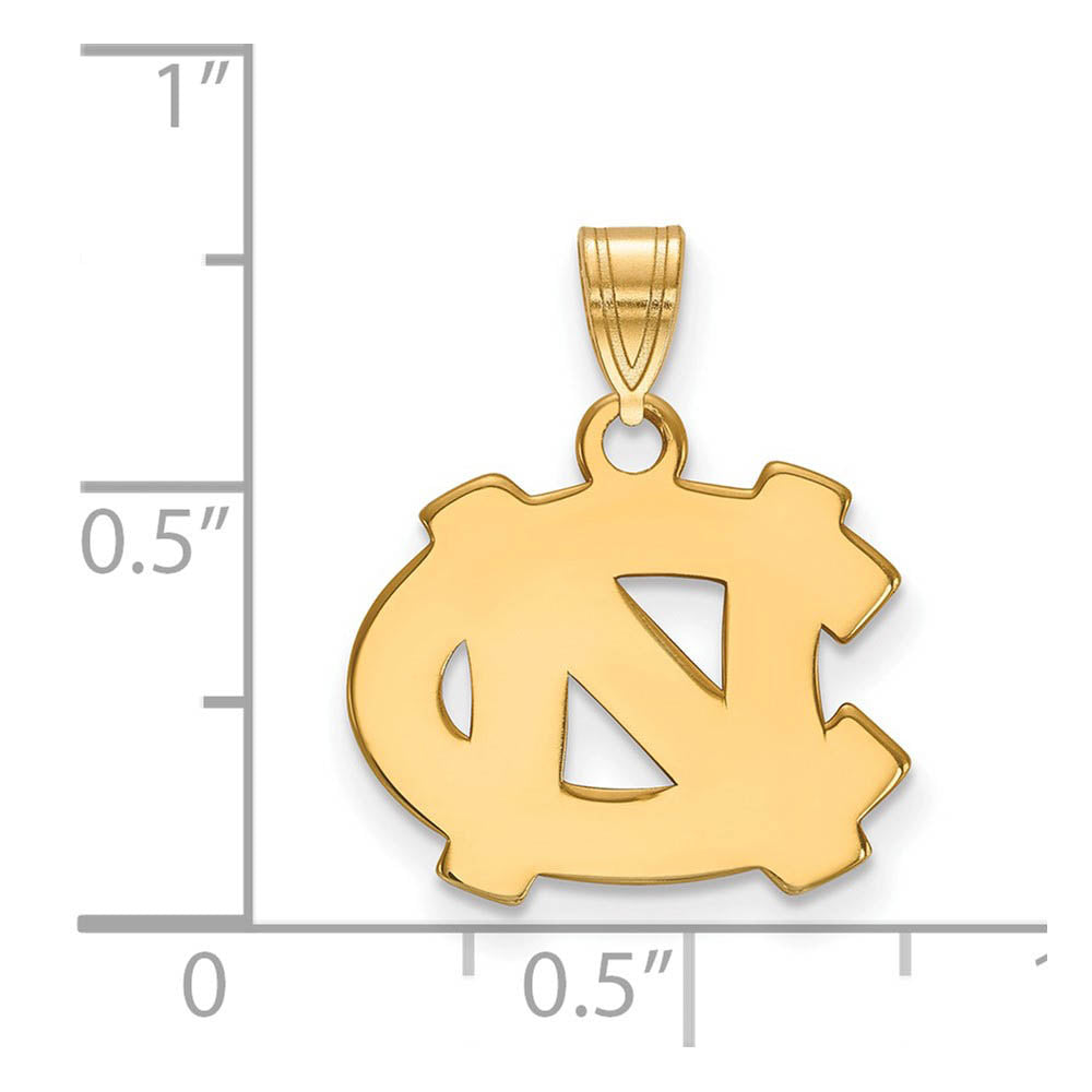 Alternate view of the 14k Gold Plated Silver North Carolina Small 'NC' Pendant by The Black Bow Jewelry Co.