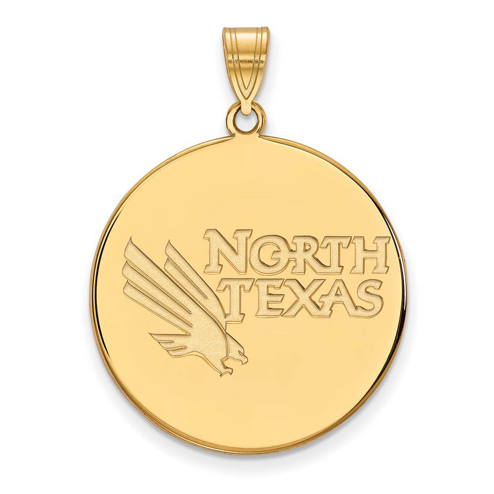 14k Gold Plated Silver North Texas XL Disc Pendant, Item P24593 by The Black Bow Jewelry Co.