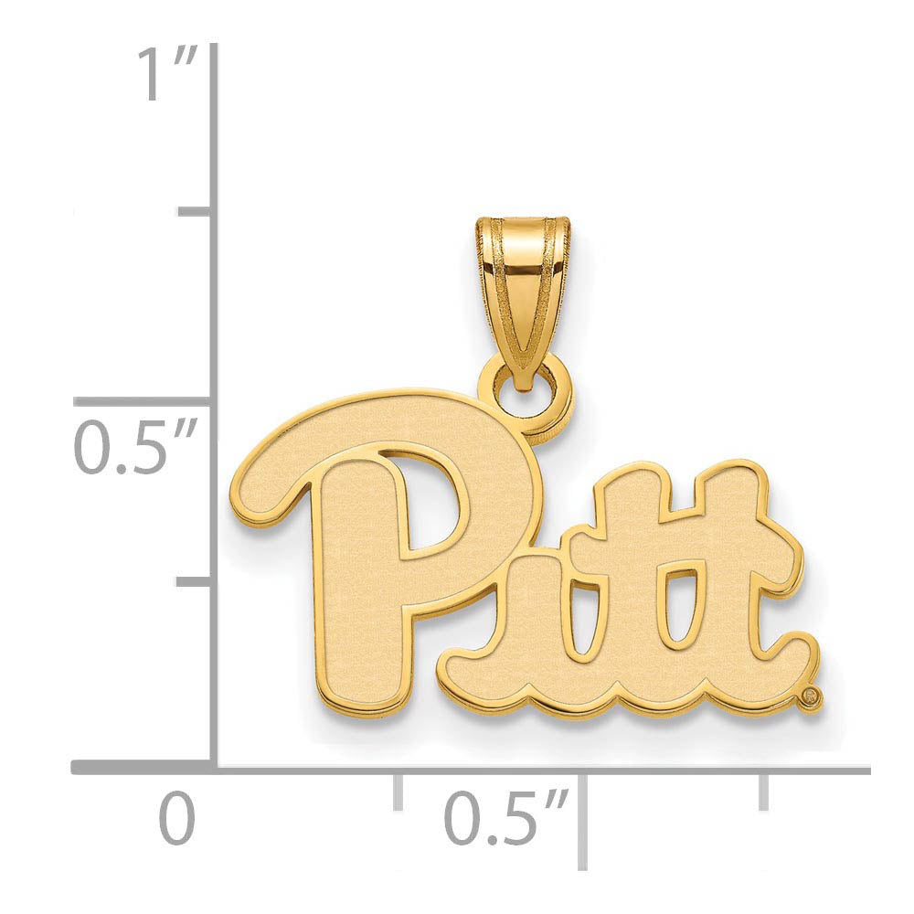 Alternate view of the 14k Gold Plated Silver U. of Pittsburgh Small 'Pitt' Pendant by The Black Bow Jewelry Co.