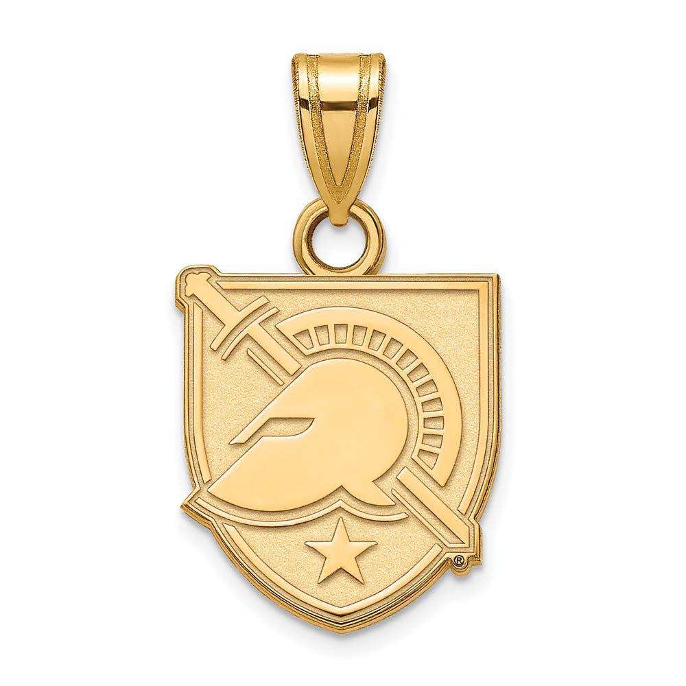 14k Gold Plated Silver Military Academy Small Shield Pendant, Item P24601 by The Black Bow Jewelry Co.