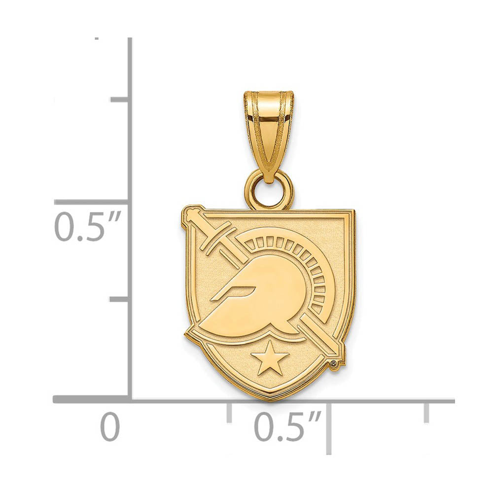 Alternate view of the 14k Gold Plated Silver Military Academy Small Shield Pendant by The Black Bow Jewelry Co.
