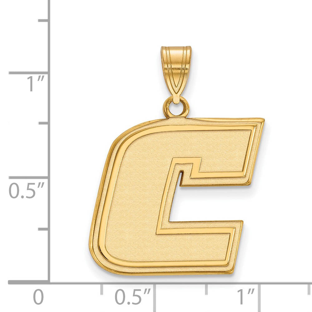Alternate view of the 14k Gold Plated Silver U of Tennessee Chattanooga LG Initial C Pendant by The Black Bow Jewelry Co.