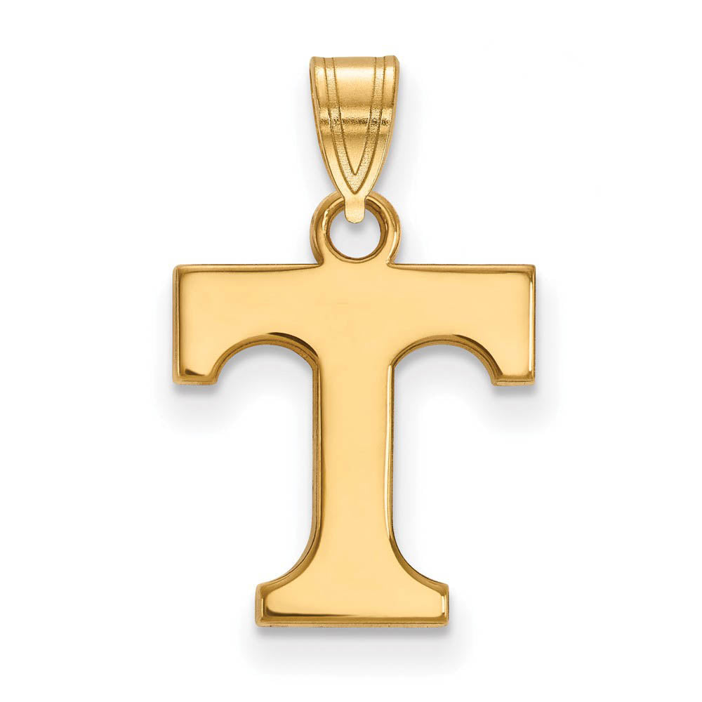 14k Gold Plated Silver U. of Tennessee Small Initial T Pendant, Item P24608 by The Black Bow Jewelry Co.