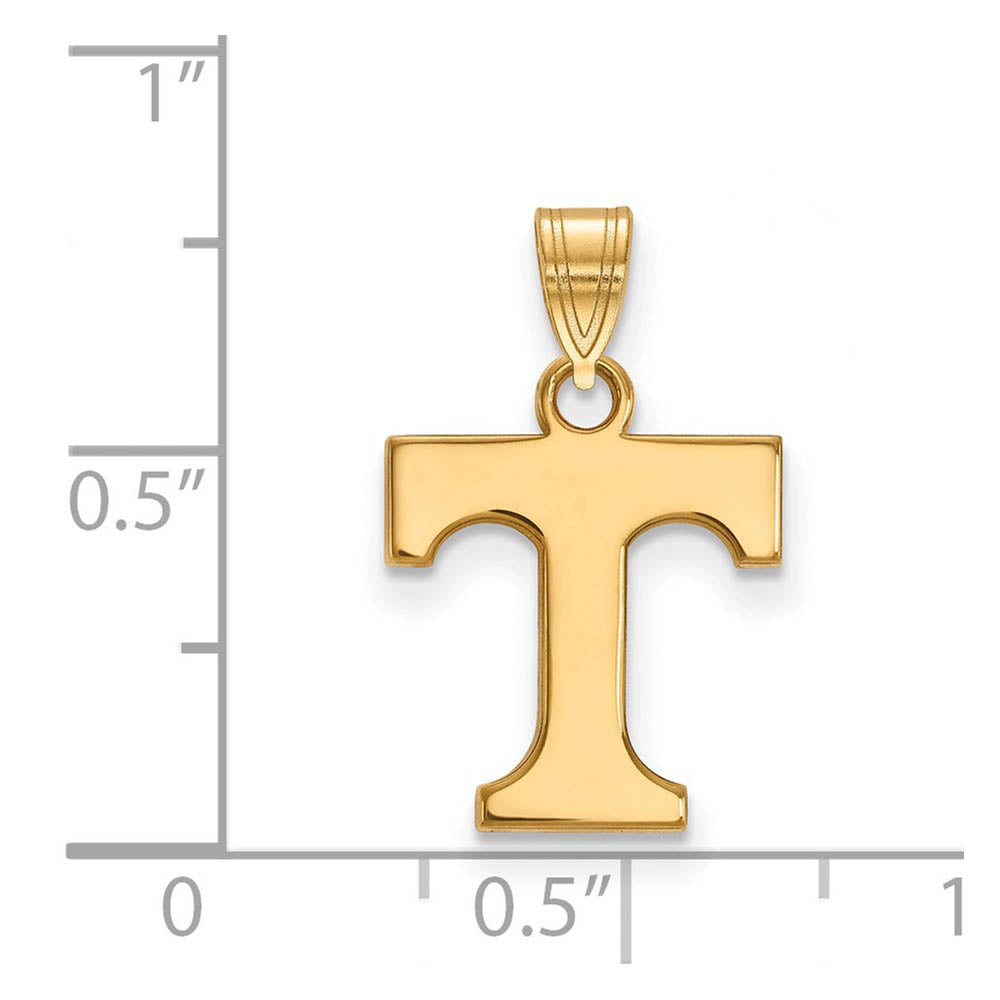 Alternate view of the 14k Gold Plated Silver U. of Tennessee Small Initial T Pendant by The Black Bow Jewelry Co.