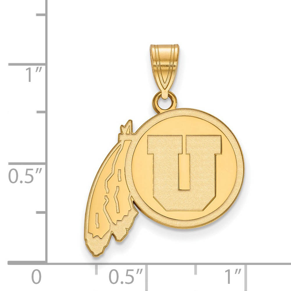 Alternate view of the 14k Gold Plated Silver U. of Utah Large Pendant by The Black Bow Jewelry Co.