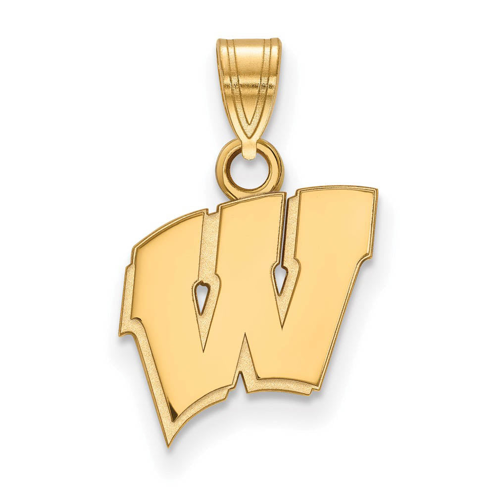 14k Gold Plated Silver U. of Wisconsin Small Initial W Pendant, Item P24614 by The Black Bow Jewelry Co.